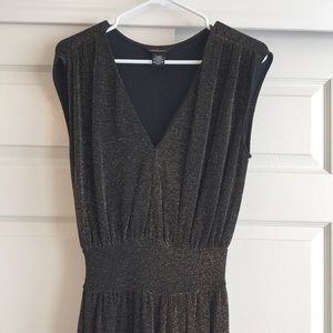 Black and Golden V Neck Dress